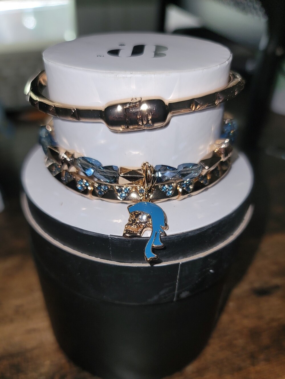 NWT-BP Halloween Stack- Fabulous Phantom 3 Stack Blue Stones Gold Plated.